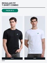 Kugok Men's Regular Fit T-Shirt Combo Pack of 2 | Black + White