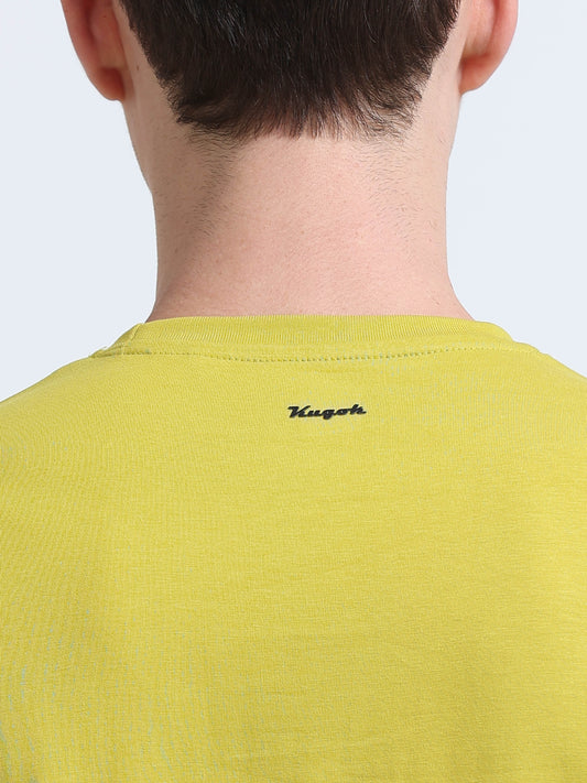 Kugok Men's Regular Fit T-Shirt Combo Pack of 2 | Golden Yellow + White