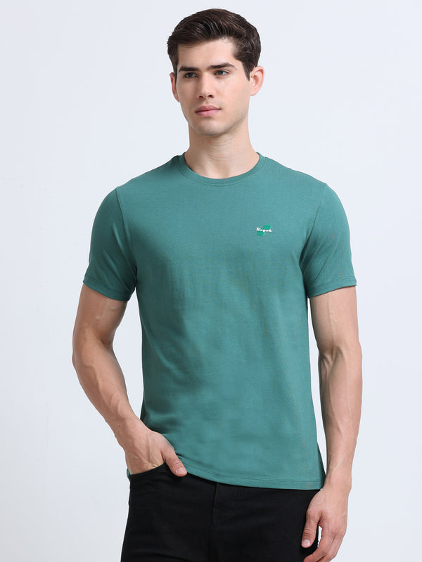 Kugok Men's Regular Fit T-Shirt Combo Pack of 3 | Ocean Teal + Royal Blue + White